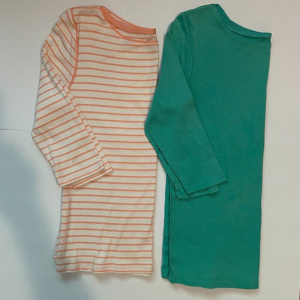 Ann Taylor Boat Neck 3/4 Sleeve  - Set of 2 - Size L
